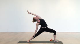 Get a move-on! This non-stop half-hour flow is meant to kick up the heart rate and get some sweat flowing! Sun salutations are kicked into 5th gear, warriors go to a dance party, and twists twist into each other. Don't forget a towel.