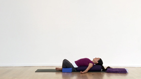 Melt stress and tension away from the head, neck and shoulders with  
this restorative sequence.  Have 2 blocks and a blanket.