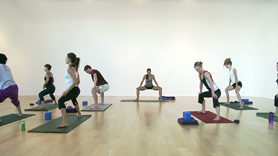 Sun Salutations (Surya Namaskar) are a wisdom tradition in and of  
themselves.  Traditionally practiced in the morning, but can be done  
at any time, they are a way of opening into the major muscle groups of  
the spine, legs and arms whilst also celebrating the dawning of a new  
day.  This daily ritual teaches us that every day is like a rebirthing  
~ and we are also constantly being rebirthed and evolving to more  
fully embody our passions and truth.  Our slow beginning builds into  
classical Sun Salutation B (Surya Namaskar) and then the flow really  
takes flight through triangle (Tirkonasana), Warrior (Virabhadrasana  
2) & Extended Side Angle (Utthita Parsvakonasana), Temple (or is it  
Horse??), twists and yes, handstands (Adho Mukha Vrksasana) in the  
center of the room thank you very much!!  Blessings and love xo